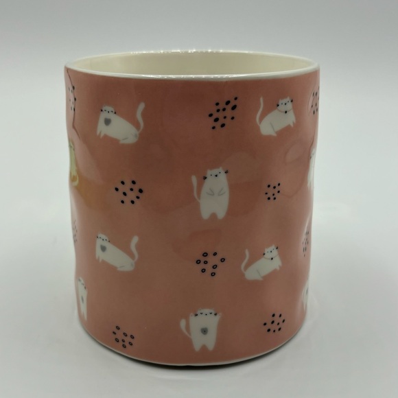 Bella Ceramic Mug Pink With White Cats - Picture 2 of 8